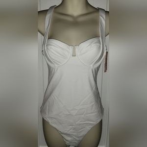 VS Swim M Full Coverage One Piece Swimsuit White